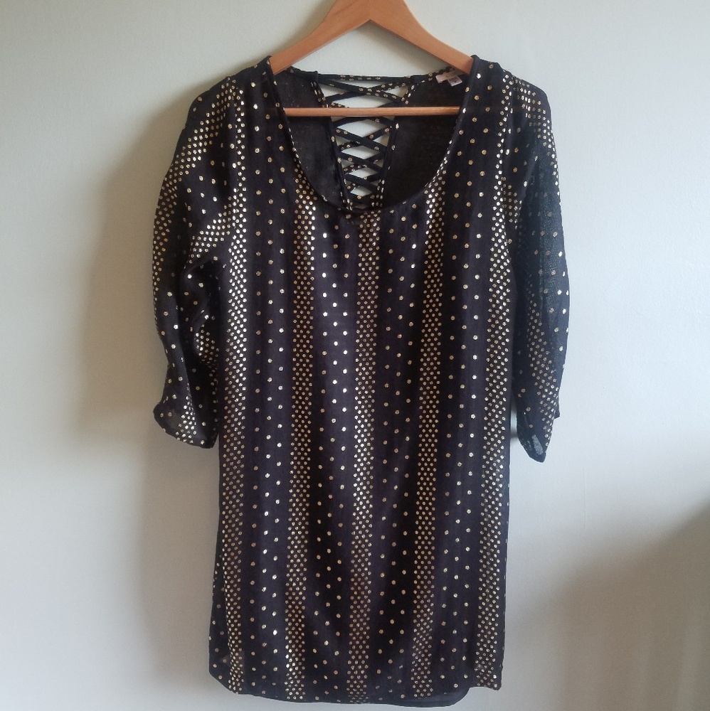 Party dress: Ecote black and gold shift dress